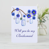 青い花のメイソンジャー ブライドメイド カード (スタンド正面)