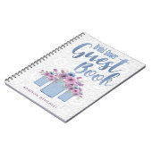 青い花のメーソンジャーのブライダルシャワーの来客名簿 ノートブック (左側)