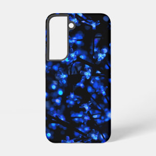 青い花のライトの美しいデザイン SAMSUNG GALAXY S22ケース