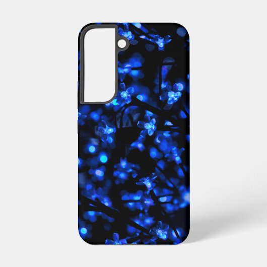 青い花のライトの美しいデザイン SAMSUNG GALAXYケース (裏面)