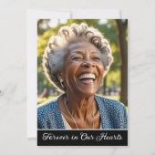 青い花のライフセレブレーション2枚の写真の葬儀 招待状 (裏面)