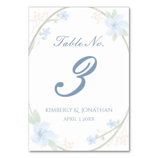 青い花のリースのテーブル数 テーブルナンバー (正面)