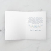 青い花のリースの妻の誕生日 カード (内部)