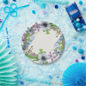 青い花のリース ペーパープレート (パーティー)