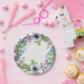 青い花のリース ペーパープレート (パーティー)