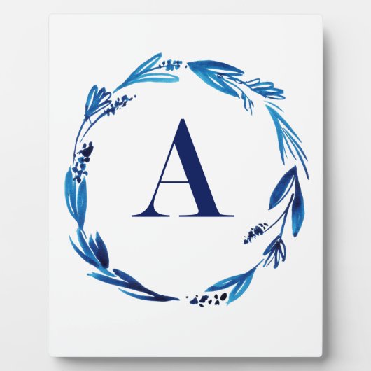 青い花のリース 'A' フォトプラーク (正面)