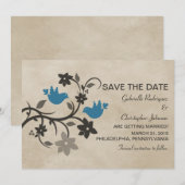 青い花のルーベ鳥たち　結婚式場のご案内 招待状 (正面/裏面)