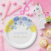 青い花のレモン メインスクイーズ ブライダルシャワー ペーパープレート (パーティー)