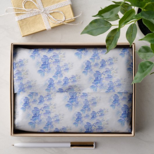 青い花のロベリアの水彩画の芸術のティッシュペーパー 薄葉紙 (ギフト)
