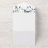 青い花のローズ卒業パーティーお知らせ オールインワン招待状 (外側)