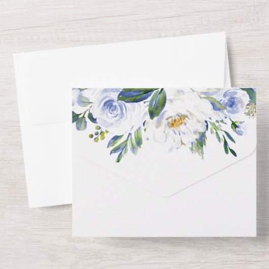 青い花のローズ卒業パーティーお知らせ オールインワン招待状 (裏面)