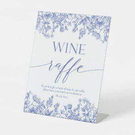 青い花のワインラッフル ブライダルシャワー ゲーム サイン