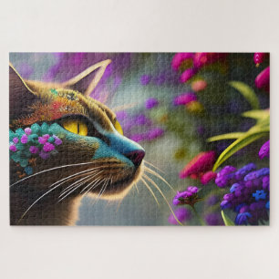 青い花の三毛猫、ファンタジー ジグソーパズル
