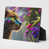 青い花の三毛猫、ファンタジー フォトプラーク (側面)