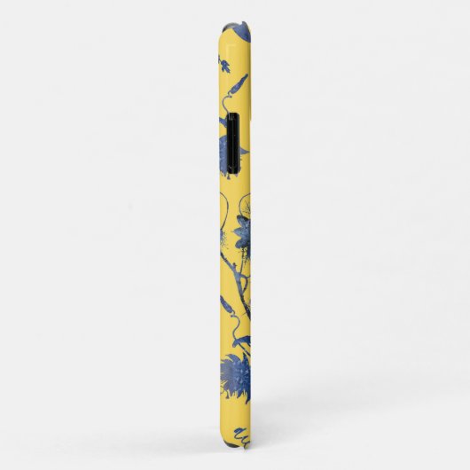 青い花の上からし黄色の花のパターン Case-Mate iPhoneケース (裏面/右)
