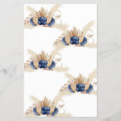 青い花の上または下ブライダルシャワーゲームカード チラシ (裏面)