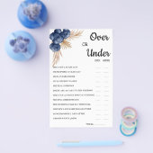 青い花の上または下ブライダルシャワーゲームカード チラシ (シングル)