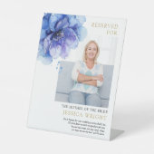 青い花の予約席 ウェディング フォト 台座サイン (正面)