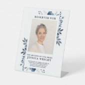 青い花の予約席 フォト ウェディング 台座サイン (正面)