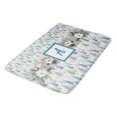 青い花の冬の樹木の森 バスマット (アングル)