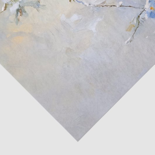 青い花の切り離し絵を描付きフクロウ 薄葉紙 (詳細)