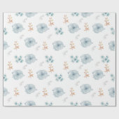 青い花の包装紙、誕生日ラッピング、結婚式 ラッピングペーパー (フラット)