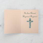 青い花の十字のイースター挨拶状 シーズンカード (内部)