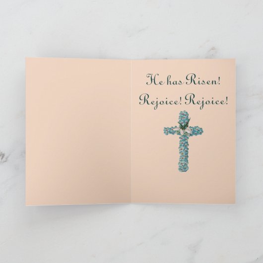 青い花の十字のイースター挨拶状 シーズンカード (内部)