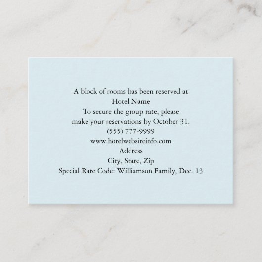 青い花の十字のホテルおよび方向カード 名刺 (正面)