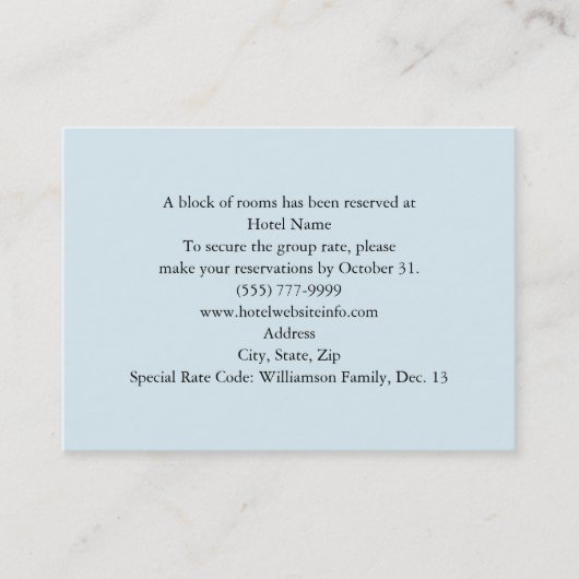 青い花の十字のホテルおよび方向カード 名刺 (正面)