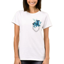 青い花の印刷されたポケット