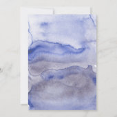 青い花の原稿の水彩画のブライダルシャワー 招待状 (裏面)