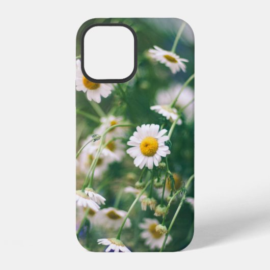 青い花の咲く緑の牧場の夏の花柄 iPhoneケース (裏面)