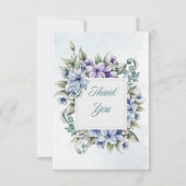 青い花の平型感謝カード サンキューカード (正面)