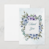 青い花の平型感謝カード サンキューカード (正面/裏面)