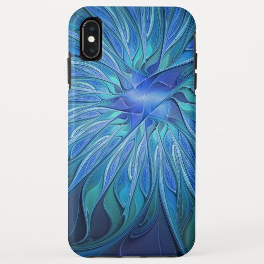 青い花の幻想的なパターン、アブストラクトフラクタルアート Case-Mate iPhoneケース (裏面)