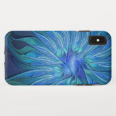 青い花の幻想的なパターン、アブストラクトフラクタルアート Case-Mate iPhoneケース (裏面(横))