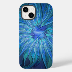 青い花の幻想的なパターン、アブストラクトフラクタルアート Case-Mate iPhone 14ケース