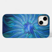 青い花の幻想的なパターン、アブストラクトフラクタルアート Case-Mate iPhoneケース (裏面 (横))