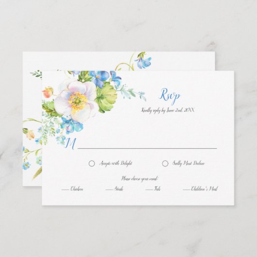 青い花の幻想　フラワーディナーセレクション　出欠確認 出欠カード (正面/裏面)