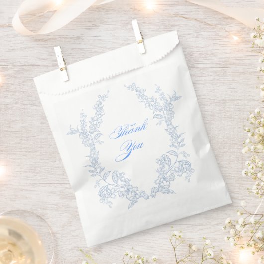 青い花の感謝 フェイバーバッグ (クリップ留めされた状態)