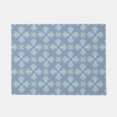 青い花の抽象的な模様 ドアマット (正面)