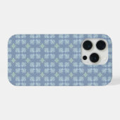 青い花の抽象的な模様 iPhoneケース (裏面横)
