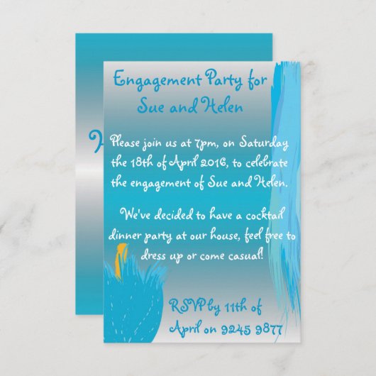 青い花の招待 招待状 (正面/裏面)