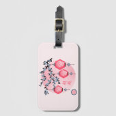 青い花の提灯「上に昇る」アジアデザイン ラゲッジタグ (正面縦)