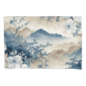 青い花の日本の風景 枕カバー (正面左)