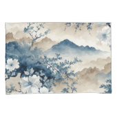 青い花の日本の風景 枕カバー (正面右)