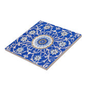 青い花の曼荼羅パターン タイル (側面)