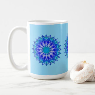 青い花の曼荼羅マグ コーヒーマグカップ