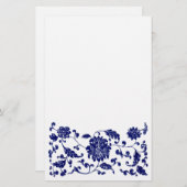 青い花の最下のボーダー 便箋 (正面/裏面)